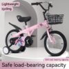 Fkznpj - 18" Sporty Kids Bike With Training Wheels And Stand Adjustable Saddle Suitable For Boys And Girls Aged 5 - 10 Years Tall Height 39 - 49" Available In A Variety Of Colors - Pink - Image 2
