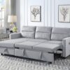 Ivy - Velvet Reversible Sleeper Sectional Sofa With Storage Chaise And Side Pocket - Light Gray - Image 5