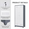 Metal Storage Cabinets, Cleaning Tool Cabinet With Locking Door, Tall Broom Tool Organizer, Large Storage Cabinet For Kitchen - Gray / White - Image 24