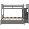Twin Over Full / Twin Bunk Bed, Convertible Bottom Bed, Storage Shelves And Drawers - Gray - Image 11