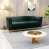 Fx-P82-Gr (Sofa) Velvet Sofa, Mid-Century Sofa Furniture Chesterfield Couch For Living Room - Green - Image 24