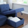 Lucca - Linen Reversible Sleeper Sectional Sofa With Storage Chaise - Blue - Image 9