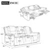 3 Seater Home Theater Recliner Manual Recliner Chair With Two Built-In Cup Holders For Living Room - Gray - Image 2