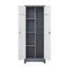 Metal Storage Cabinets, Cleaning Tool Cabinet With Locking Door, Tall Broom Tool Organizer And Storage, Large Storage Cabinet For Kitchen - Gray / White - Image 15