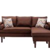 Mia - Sectional Sofa Chaise With USB Charger And Pillows - Brown - Image 2