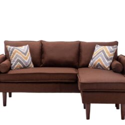 Mia - Sectional Sofa Chaise With USB Charger And Pillows - Brown