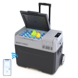 Car Freezer With App Control And 6'' Off-Road Wheels, 12V, 45W Cooler Freezer, Low Noice - Antique White / Gray