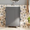 Modern Small Bathroom Vanity Cabinet With Ceramic Basin, Ample Storage, 1 Soft-Close Door - Gray - Image 6