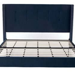Peyton - King Bed Upholstered With High Headboard, Traditional Hand Buttoned Tufting - Blue