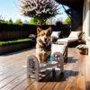 Adjustable Pet Bowl Travel Ready HDPE Durable Poly Lumber Recycled - Brown - Image 4