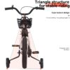 Fkznpj - 18" Sporty Kids Bike With Training Wheels And Stand Adjustable Saddle Suitable For Boys And Girls Aged 5 - 10 Years Tall Height 39 - 49" Available In A Variety Of Colors - White - Image 10