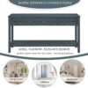 Rustic Entryway Console Table Long Sofa Table With Two Different Size Drawers And Bottom Shelf For Storage - Navy - Image 4