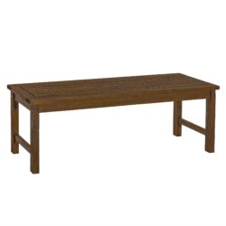 Modern Slat Top Solid Wood Patio Bench - Dark Brown