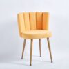 Modern Dining Chair (Set of 2) With Iron Tube Wood Color Legs, Shorthair Cushions And Comfortable Backrest, Suitable For Dining Room, Living Room, Cafe, Simple Structure - Yellow - Image 9
