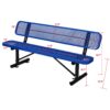 6' Outdoor Steel Bench With Backrest - Blue - Image 8