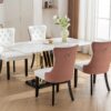 Nikki - Modern, High-End Tufted Solid Wood Contemporary And Velvet Upholstered Dining Chair With Wood Legs Nailhead Trim (Set of 2) - White / Pink - Image 21