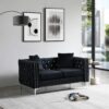 Wide Sofa With Jeweled Buttons Square Arm, 2 Pillows - Black - Image 15