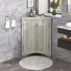 Triangle Bathroom Storage Cabinet With Adjustable Shelves, Freestanding Floor Cabinet For Home Kitchen - Oak - Image 2