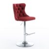 Swivel Velvet Barstools Adjusatble Seat Height From 25-33", Chrome Base Bar Stools With Backs Comfortable Tufted For Home Pub And Kitchen Island, 1712Wr (Set of 2) - Wine Red / Burgundy - Image 4