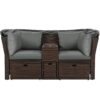 2 Seater Outdoor Patio Daybed Outdoor Double Daybed Outdoor Loveseat Sofa Set With Foldable Awning And Cushions For Garden, Balcony, Poolside - Gray - Image 22