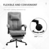 Vinsetto - Executive Linen-Feel Fabric Office Chair High Back Swivel Task Chair With Adjustable Height Upholstered Retractable Footrest, Headrest And Padded Armrest - Light Gray - Image 3