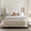 Peyton - King Bed Upholstered With High Headboard, Traditional Hand Buttoned Tufting - Ivory Velvet - Image 10