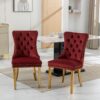 Nikki - Modern, High-End Tufted Solid Wood Contemporary Velvet Upholstered Dining Chair With Golden Stainless Steel Plating Legs, Nailhead Trim (Set of 2) - Burgundy - Image 14