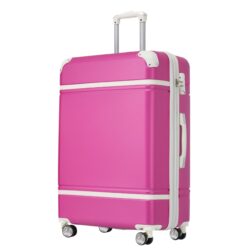Hardshell Luggage With Tsa Lock, 24" Expandable Lightweight Suitcase With Spinner Wheels, Single Vintage Luggage - Pink