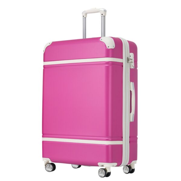 Hardshell Luggage With Tsa Lock, 24" Expandable Lightweight Suitcase With Spinner Wheels, Single Vintage Luggage - Pink