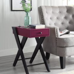Fierce - Accent Table With Built In USB Port - Black / Burgundy