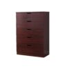 5 Drawer Bedroom Dresser, Home Chest Cabinet With Cut - Out Handles - Mahogany - Image 3