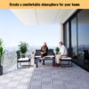 20 Piece Interlocking Deck Tiles Striped Pattern, Square Acacia Hardwood Outdoor Flooring For Patio, Bancony, Pool Side - Light Gray - Image 5
