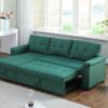 Lucca - Linen Reversible Sleeper Sectional Sofa With Storage Chaise - Green - Image 10