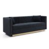 Contemporary Vertical Channel Tufted Velvet Sofa Loveseat Upholstered 2 Pieces Set With 4 Pillows - Black - Image 5
