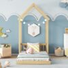 Twin House-Shaped Roof Headboard Floor Bed, (Without Slats) - Natural - Image 7