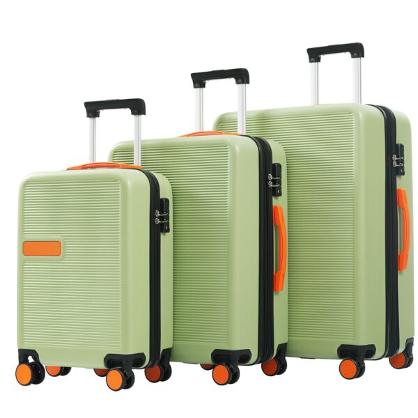 Hardshell Luggage Sets 3 Pieces Contrast Color Suitcase With Spinner Wheels And Tsa Lock 20" 24" 28" Available - Light Green