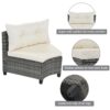8 Pieces Outdoor Wicker Round Sofa Set, Half-Moon Sectional Sets All Weather, Curved Sofa Set With Rectangular Coffee Table, PE Rattan Water-Resistant And UV Protected, Movable Cushion - Beige - Image 5