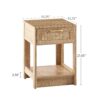 15.75" Rattan End Table With Drawer, Modern Nightstand, Side Table For Living Room, Bedroom - Natural - Image 3