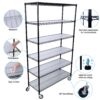 6 Tier 6000Lbs Capacity Nsf Metal Shelf Wire Shelving Unit, Heavy Duty Adjustable Storage Rack With Wheels & Shelf Liners For Commercial Grade Utility Steel Storage Rack - Black - Image 10