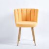Modern Dining Chair (Set of 2) With Iron Tube Wood Color Legs, Shorthair Cushions And Comfortable Backrest, Suitable For Dining Room, Living Room, Cafe, Simple Structure - Yellow - Image 10