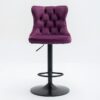 Swivel Velvet Barstools Adjusatble Seat Height , Modern Upholstered Bar Stools With Backs Comfortable Tufted For Home Pub And Kitchen Island (Set of 2) - Purple - Image 4