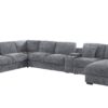 Celine - Chenille Fabric Corner Sectional Sofa With Right Facing Chaise, Cupholders, And Charging Ports - Light Gray - Image 2
