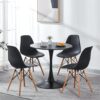 Tulip Special Dining Table, Black Marble Color Top, MDF Dining Table - Black - Image 3