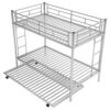 Twin Over Twin Bunk Bed With Trundle - Silver - Image 8