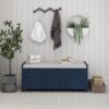 Storage Bench With 3 Shutter-Shaped Doors, Shoe Bench With Removable Cushion And Hidden Storage Space - Antique Navy - Image 3