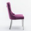 Nikki - Modern, High-End Tufted Solid Wood Contemporary Velvet Upholstered Dining Chair With Chrome Stainless Steel Plating Legs, Nailhead Trim (Set of 2) - Purple / Chrome - Image 6