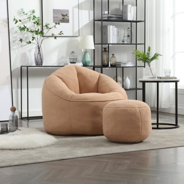 Bedding Bean Bag Sofa Chair High Pressure Foam Bean Bag Chair Adult Material With Padded Foam Padding Compressed Bean Bag With Footrest - Tan