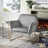 Keira - Velvet Accent Chair With Metal Base - Gray - Image 5