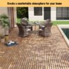 10 Piece Interlocking Deck Tiles Striped Pattern, Square Acacia Hardwood Outdoor Flooring For Patio, Bancony, Pool Side - Yellow - Image 2