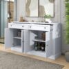 Kitchen Sideboard Storage Buffet Cabinet With 2 Drawers & 4 Doors Adjustable Shelves For Dining Room, Living Room - White - Image 4